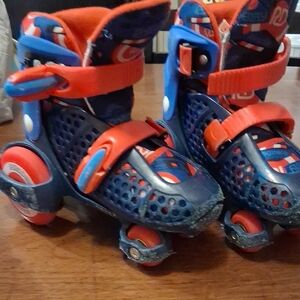 Kids Blue and Red Adjustable Roller Skates